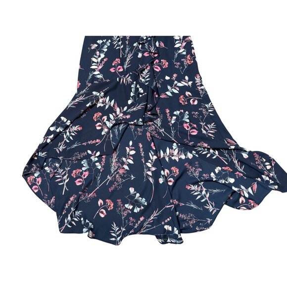 Banana Republic Faux Wrap Maxi Dress – Preppy Navy Floral, Size 4 Wedding Guest, - Picture 3 of 7